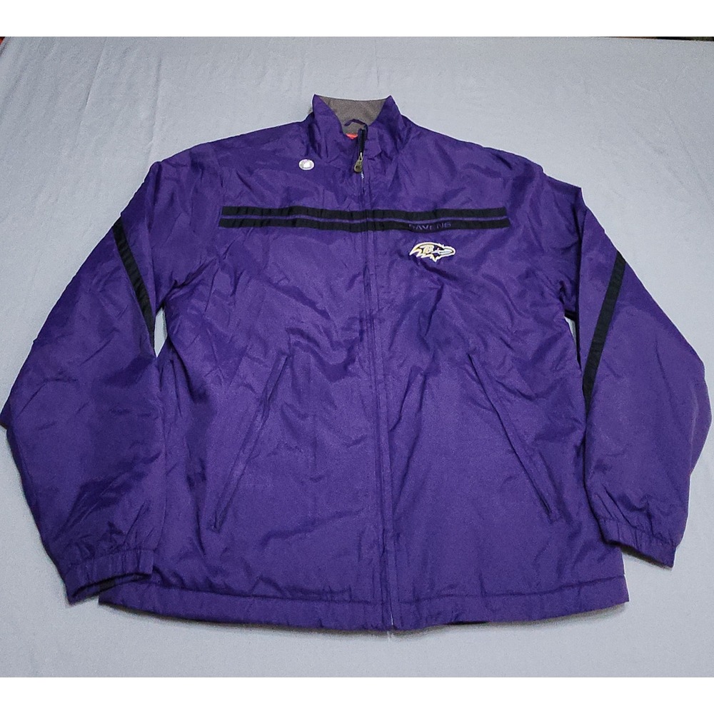 NFL Baltimore Ravens Windbreaker Jacket Purple Full Zip Mens Large Embroidered